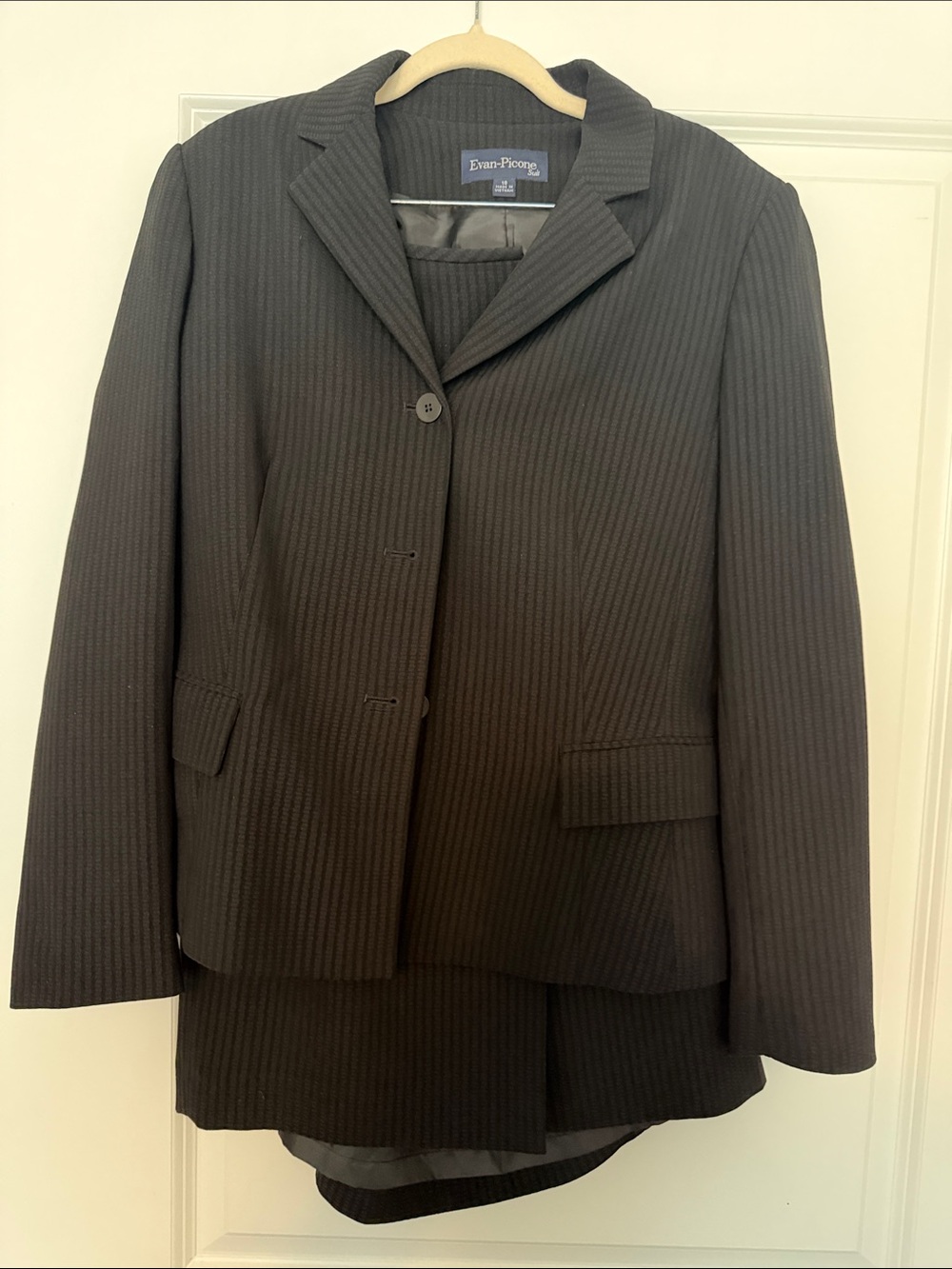 Evan Picone Dark Gray Pinstripe Two-Button Blazer